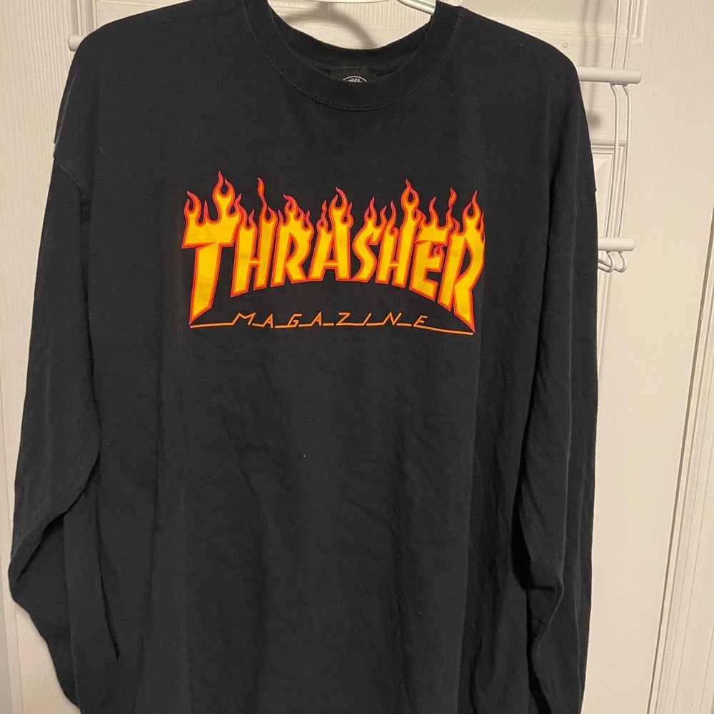 Thrasher Magazine Black Orange Long Sleeve Adult XL